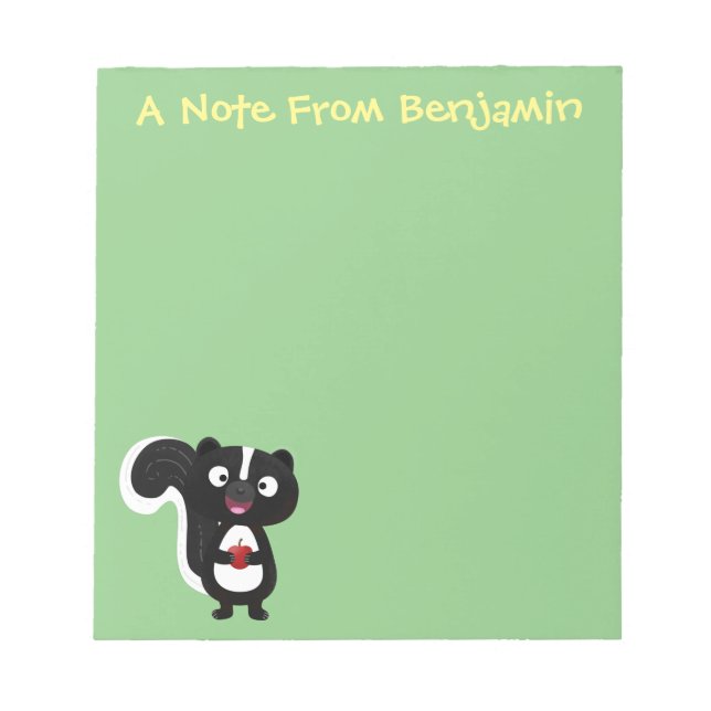 Cute happy skunk cartoon illustration notepad (Front)
