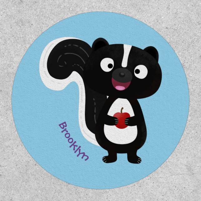 Cute happy skunk cartoon illustration patch (Front)