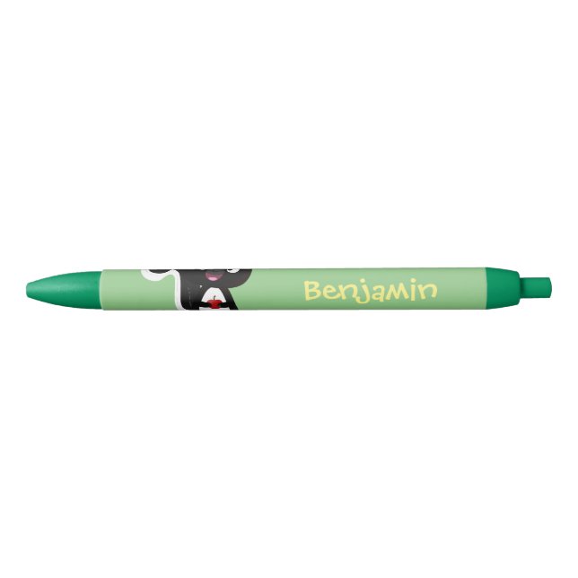 Cute happy skunk cartoon illustration pen (Front)