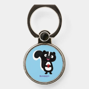 Cute happy skunk cartoon illustration phone ring stand
