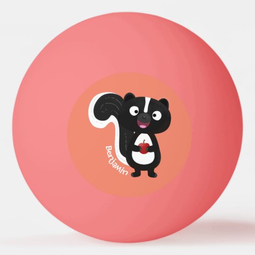 Cute happy skunk cartoon illustration ping pong ball