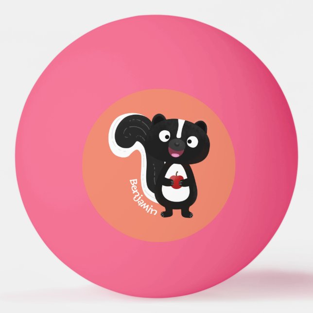 Cute happy skunk cartoon illustration ping pong ball (Front)