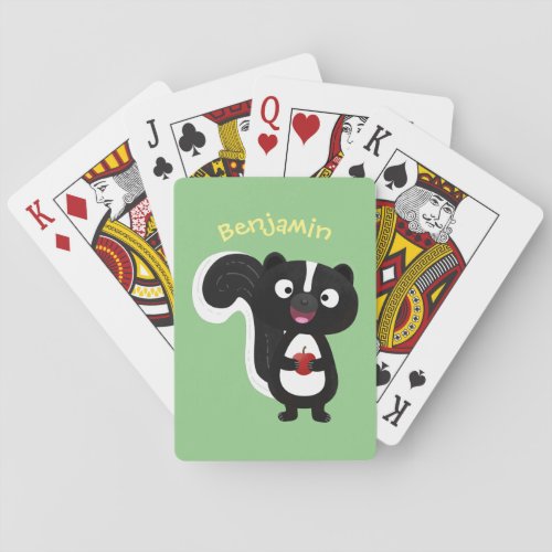 Cute happy skunk cartoon illustration poker cards