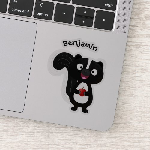 Cute happy skunk cartoon illustration sticker