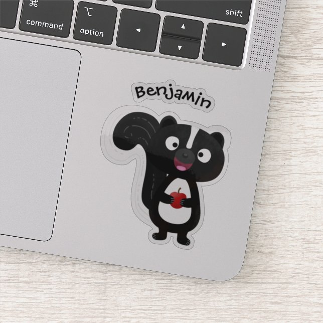 Cute happy skunk cartoon illustration sticker (Detail)