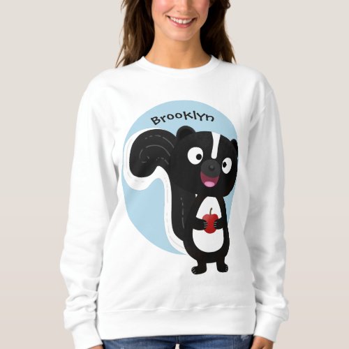 Cute happy skunk cartoon illustration  sweatshirt