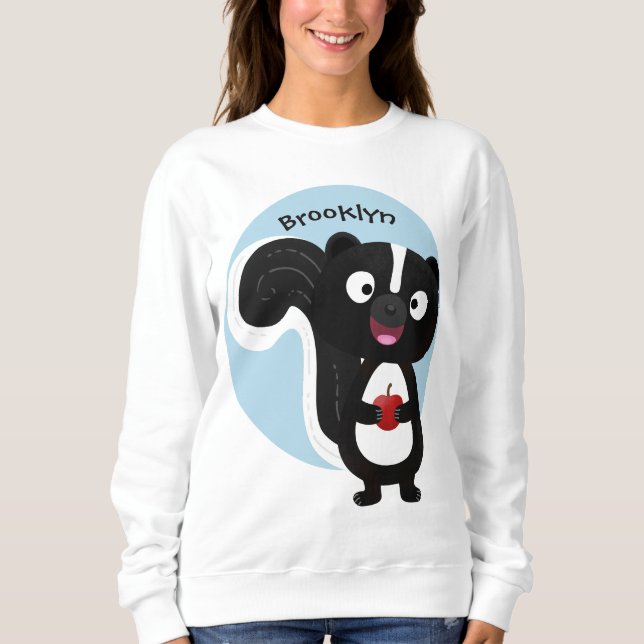 Cute happy skunk cartoon illustration  sweatshirt (Front)