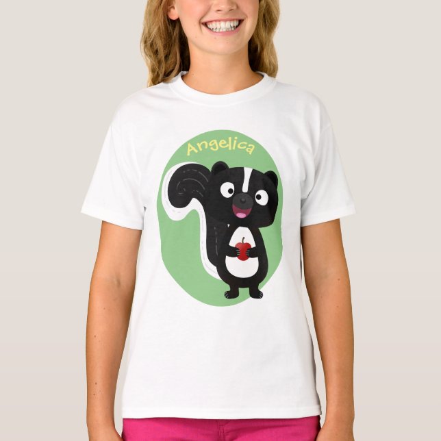 Cute happy skunk cartoon illustration T-Shirt (Front)