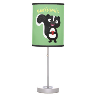 Cute happy skunk cartoon illustration table lamp