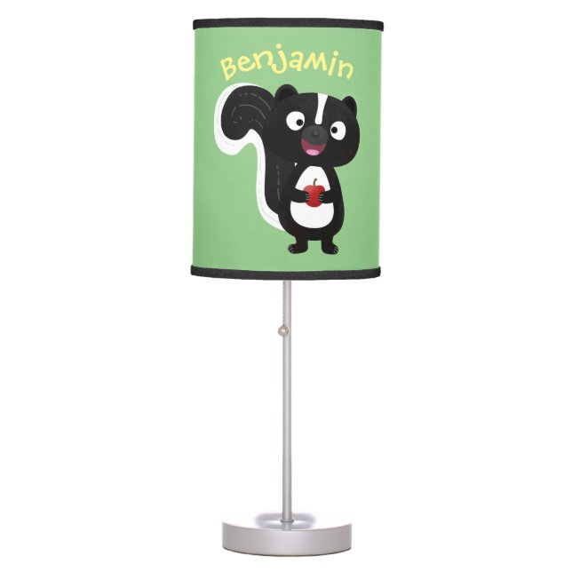 Cute happy skunk cartoon illustration table lamp (Front)