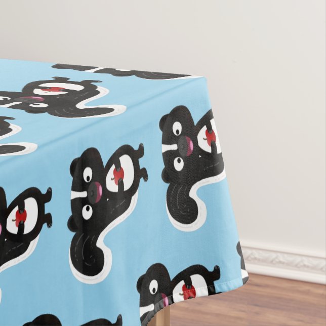 Cute happy skunk cartoon illustration tablecloth (In Situ)