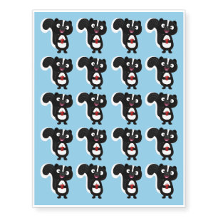 Cute happy skunk cartoon illustration temporary tattoos