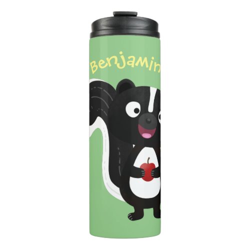 Cute happy skunk cartoon illustration thermal tumbler