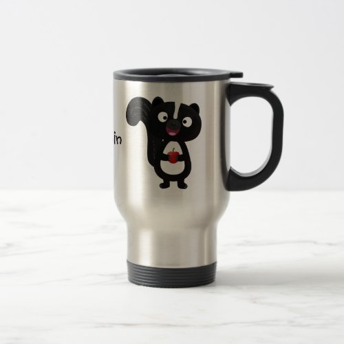 Cute happy skunk cartoon illustration travel mug