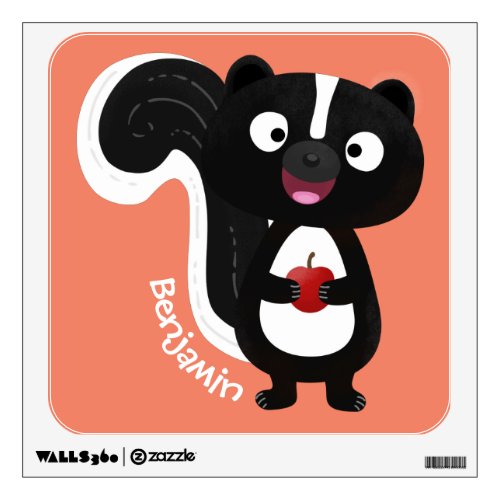 Cute happy skunk cartoon illustration wall decal