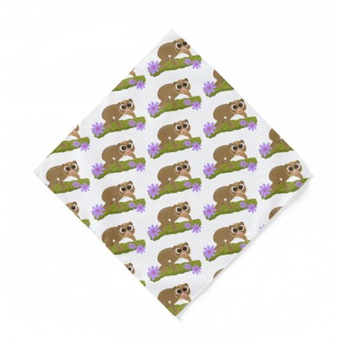 Cute happy slow loris on branch cartoon bandana