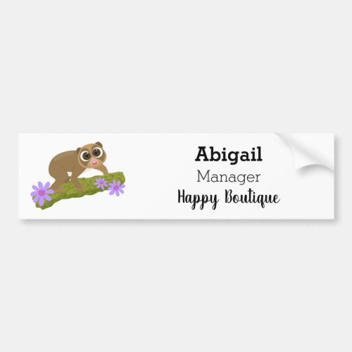 Cute happy slow loris on branch cartoon  bumper sticker