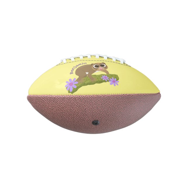 Cute happy slow loris on branch cartoon football (Rotated 270)