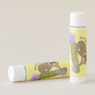 Cute happy slow loris on branch cartoon lip balm