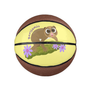 Cute happy slow loris on branch cartoon mini basketball