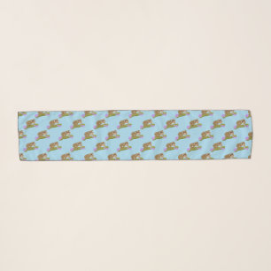 Cute happy slow loris on branch cartoon scarf