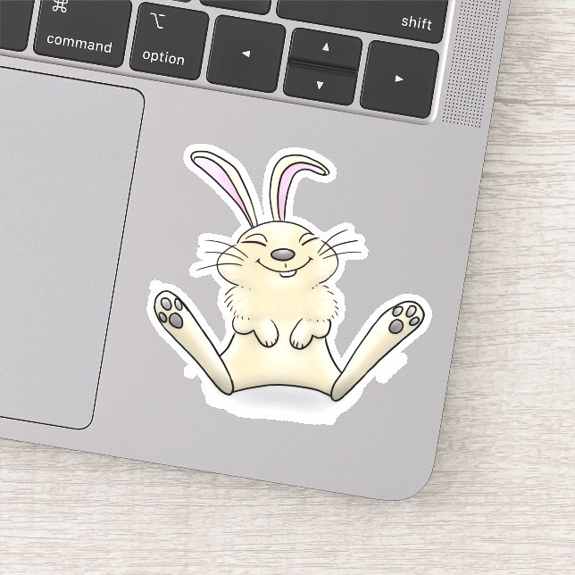 Cute happy smiling baby bunny rabbit cartoon sticker (Detail)