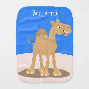 Cute happy smiling camel cartoon illustration baby burp cloth