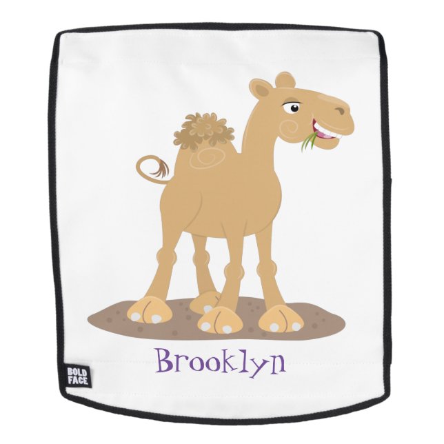 Cute happy smiling camel cartoon illustration backpack (Removable Face)