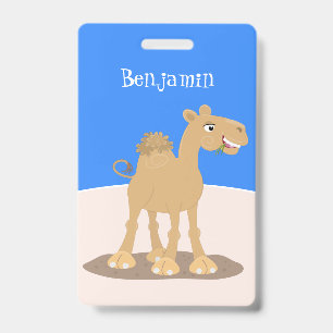 Cute happy smiling camel cartoon illustration badge