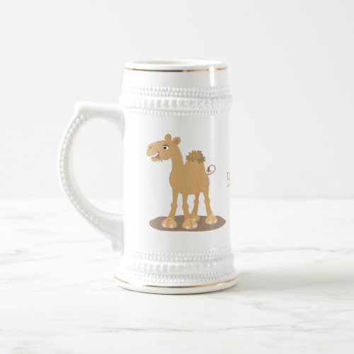 Cute happy smiling camel cartoon illustration beer stein