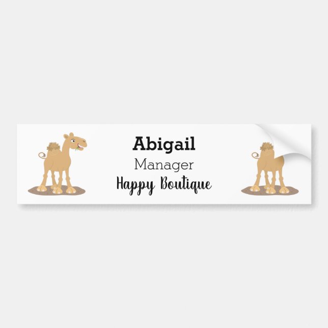 Cute happy smiling camel cartoon illustration  bumper sticker (Front)