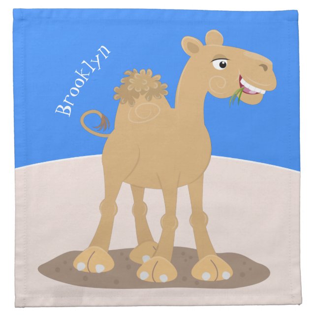 Cute happy smiling camel cartoon illustration cloth napkin (Front)