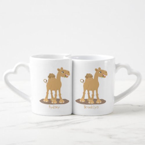 Cute happy smiling camel cartoon illustration coffee mug set