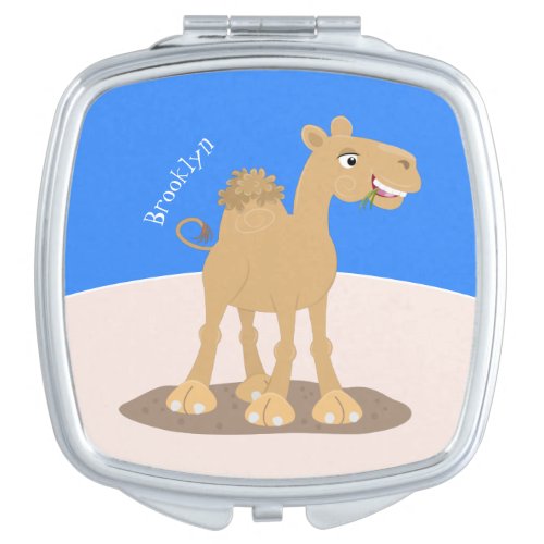 Cute happy smiling camel cartoon illustration compact mirror
