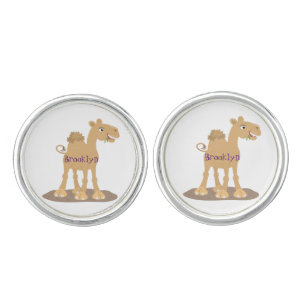 Cute happy smiling camel cartoon illustration cufflinks