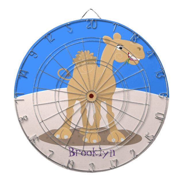 Cute happy smiling camel cartoon illustration dart board (Front)