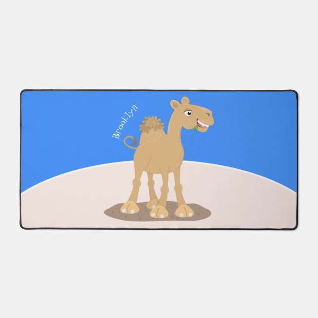 Cute happy smiling camel cartoon illustration desk mat (Front)