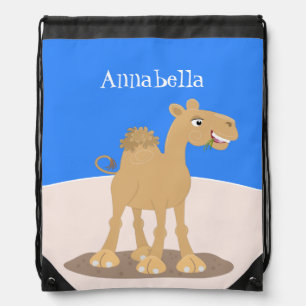 Cute happy smiling camel cartoon illustration drawstring bag