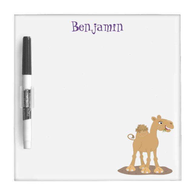Cute happy smiling camel cartoon illustration dry erase board (Front)