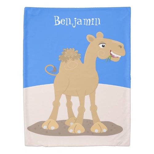 Cute happy smiling camel cartoon illustration duvet cover