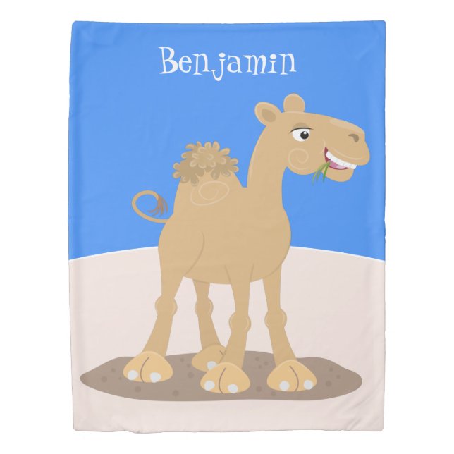 Cute happy smiling camel cartoon illustration duvet cover (Front)