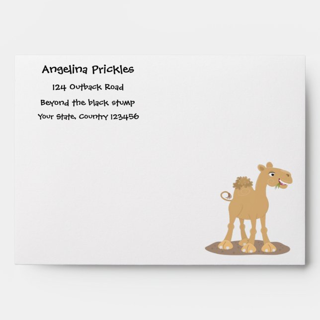 Cute happy smiling camel cartoon illustration envelope (Front)