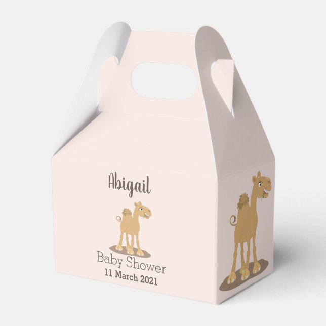 Cute happy smiling camel cartoon illustration favor boxes (Front Side)