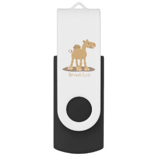 Cute happy smiling camel cartoon illustration flash drive
