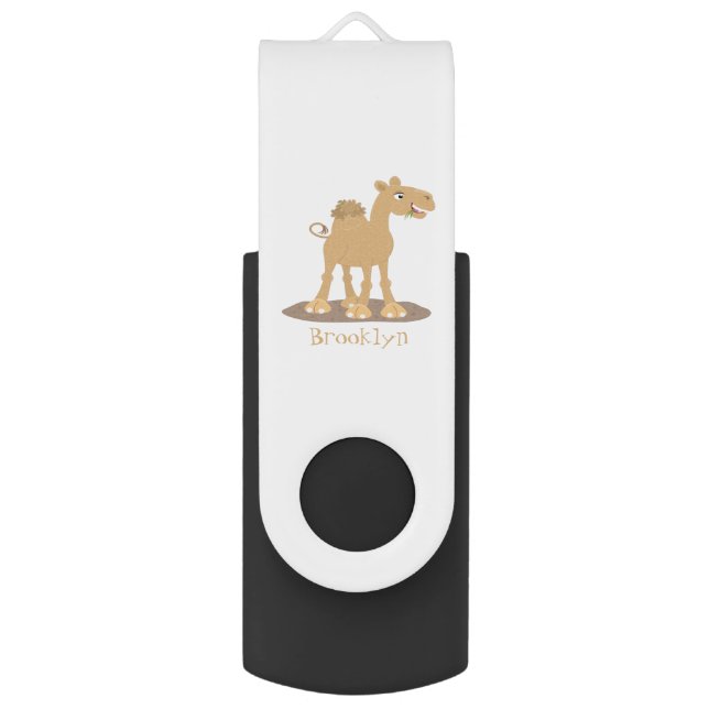 Cute happy smiling camel cartoon illustration flash drive (Front Vertical)