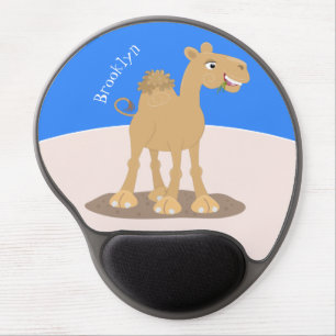 Cute happy smiling camel cartoon illustration gel mouse pad