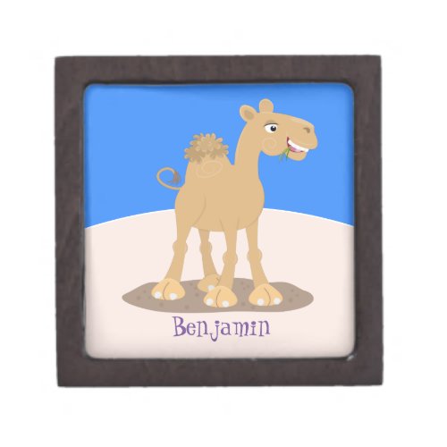 Cute happy smiling camel cartoon illustration gift box
