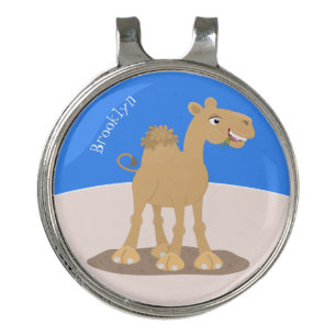 Cute happy smiling camel cartoon illustration golf hat clip