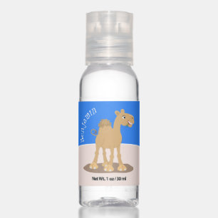 Cute happy smiling camel cartoon illustration hand sanitizer