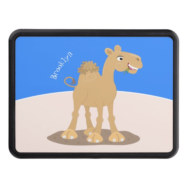 Cute happy smiling camel cartoon illustration hitch cover (Front)